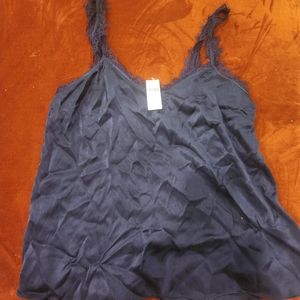 Anthropologie NWT lace detailed navy tank